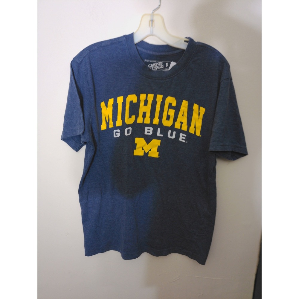 Campus Heritage T-Shirt Men Small Blue Michigan Go Blue NCAA Collegiate Sporty